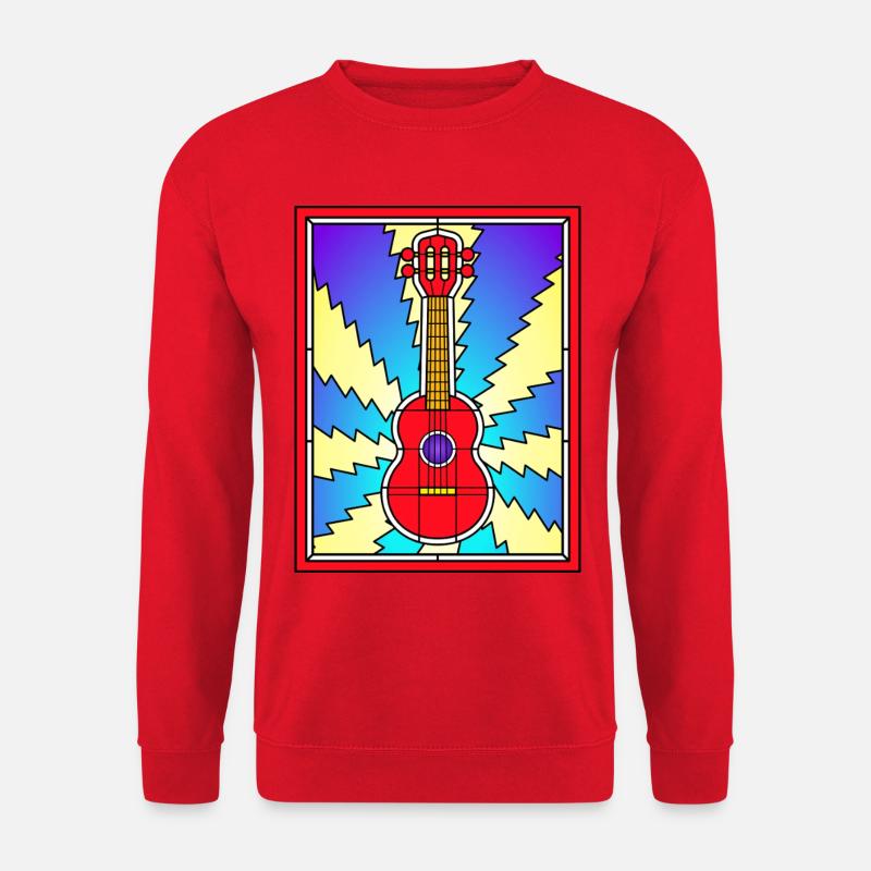 Buntglas-Akustikgitarre - Unisex Pullover - Rot