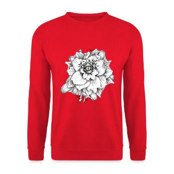 Gotische Blume mit einem Auge - Unisex Pullover - Rot - Vorne - Alina (178cm) & Michal (187cm)