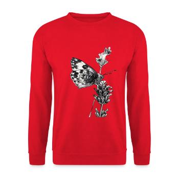 Mystische Mottenlavendel - Unisex Pullover - Rot - Vorne - Alina (178cm) & Michal (187cm)