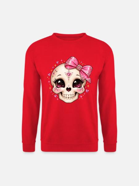 Glitzernder Kristallskull mit Schleife - Unisex Pullover - Rot