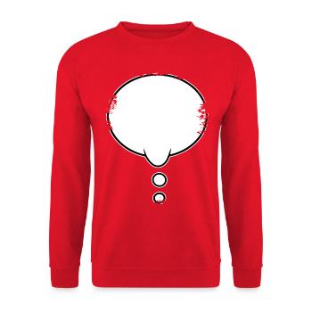 Denkblase used look - Unisex Pullover - Rot - Vorne - Alina (178cm) & Michal (187cm)