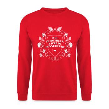 Ivre de bonheur - Pour la tournée des bars - Sweat-shirt Unisexe - rouge - Devant - Alina (178cm) & Michal (187cm)