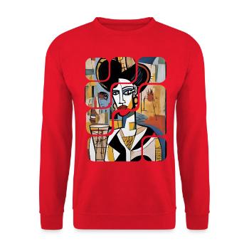 Modern Abstract Woman's Art - Unisex Sweatshirt - red - Front - Alina (178cm) & Michal (187cm)