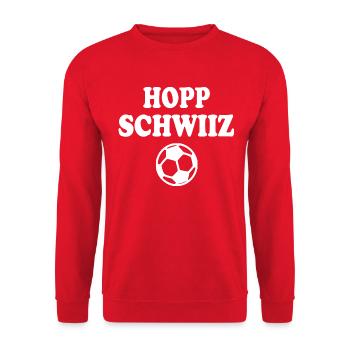 Hopp schwiiz - Sweat-shirt Unisexe - rouge - Devant - Alina (178cm) & Michal (187cm)