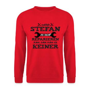 Wenn Stefan es nicht reparieren kann! - Unisex Pullover - Rot - Vorne - Alina (178cm) & Michal (187cm)