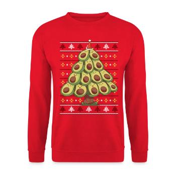 Pull de Noël laid: sapin de Noël avocat - Sweat-shirt Unisexe - rouge - Devant - Alina (178cm) & Michal (187cm)