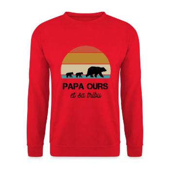 papa ours petits ours vintage - Sweat-shirt Unisexe - rouge - Devant - Alina (178cm) & Michal (187cm)