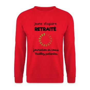 tee shirt jeune retraité - Sweat-shirt Unisexe - rouge - Devant - Alina (178cm) & Michal (187cm)