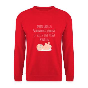 Weihnachtsgeschenk Baby Geburt Eltern Weihnachten - Unisex Pullover - Rot - Vorne - Alina (178cm) & Michal (187cm)
