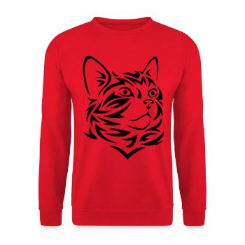 Chat Tribal Tattoo - Sweat-shirt Unisexe - rouge - Devant - Alina (178cm) & Michal (187cm)