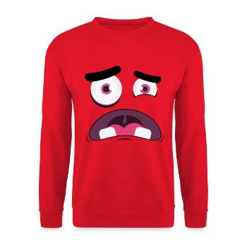 Monster-Gesicht - Unisex Pullover - Rot - Vorne - Alina (178cm) & Michal (187cm)
