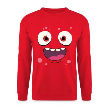 Monster-Gesicht - Unisex Pullover - Rot - Vorne - Alina (178cm) & Michal (187cm)