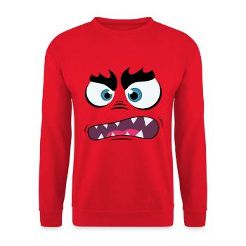Monster-Gesicht - Unisex Pullover - Rot - Vorne - Alina (178cm) & Michal (187cm)
