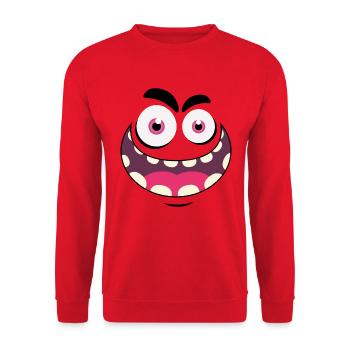 Monster-Gesicht - Unisex Pullover - Rot - Vorne - Alina (178cm) & Michal (187cm)