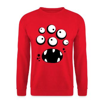 Monster-Gesicht - Unisex Pullover - Rot - Vorne - Alina (178cm) & Michal (187cm)