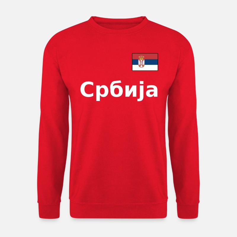 Serbien Trikot Look - Србија - Fahne Flagge Brust - Unisex Pullover - Rot
