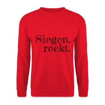 Siegen rockt - Textdesign mit Stadtnamen - Unisex Pullover - Rot - Vorne - Alina (178cm) & Michal (187cm)
