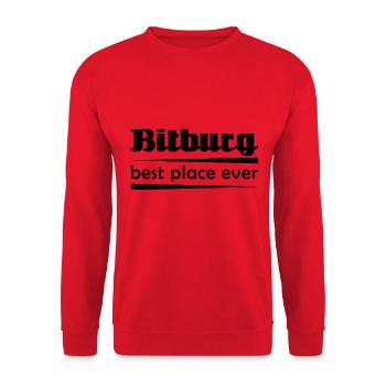 Bitburg - Stadt best place ever - Unisex Pullover - Rot - Vorne - Alina (178cm) & Michal (187cm)