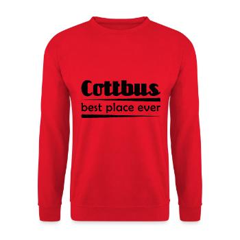 Cottbus - Stadt best place ever - Unisex Pullover - Rot - Vorne - Alina (178cm) & Michal (187cm)