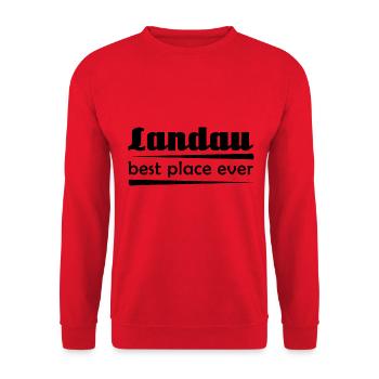 Landau - Stadt best place ever - Unisex Pullover - Rot - Vorne - Alina (178cm) & Michal (187cm)