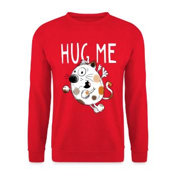 Hug Me Cat Cartoon - Gift - Unisex Sweatshirt - red - Front - Alina (178cm) & Michal (187cm)