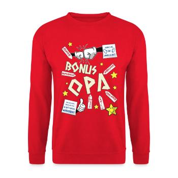 Bonus opa - Unisex Pullover - Rot - Vorne - Alina (178cm) & Michal (187cm)