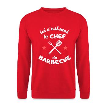Ici c est moi le chef du BARBECUE - Sweat-shirt Unisexe - rouge - Devant - Alina (178cm) & Michal (187cm)