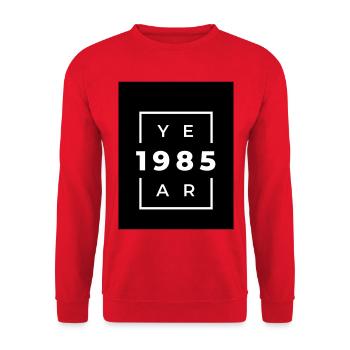 Design Année 1985 avec Cadre Minimaliste - Sweat-shirt Unisexe - rouge - Devant - Alina (178cm) & Michal (187cm)