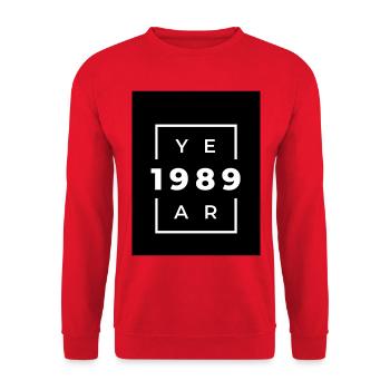 Design typographique année 1989 - Sweat-shirt Unisexe - rouge - Devant - Alina (178cm) & Michal (187cm)