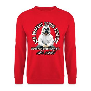 Hund zieht mehr als Rentner - Unisex Pullover - Rot - Vorne - Alina (178cm) & Michal (187cm)