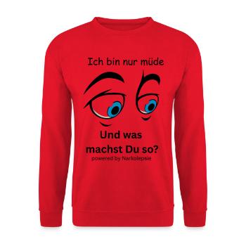 Minimalistisches Gesicht in Blau und Schwarz  - Unisex Pullover - Rot - Vorne - Alina (178cm) & Michal (187cm)