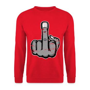 Middle Finger Stinky Finger Design Grey used - Unisex Sweatshirt - red - Front - Alina (178cm) & Michal (187cm)