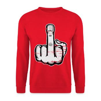 Middle Finger Stinky Finger Design Grey - Unisex Sweatshirt - red - Front - Alina (178cm) & Michal (187cm)