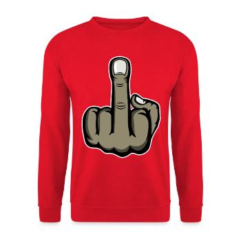 Autocollant graphique du majeur - Sweat-shirt Unisexe - rouge - Devant - Alina (178cm) & Michal (187cm)