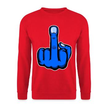 Doigt du milieu doigt puant Design Bleu - Sweat-shirt Unisexe - rouge - Devant - Alina (178cm) & Michal (187cm)