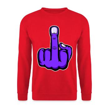 Mittelfinger_Lila - Unisex Sweatshirt - red - Front - Alina (178cm) & Michal (187cm)