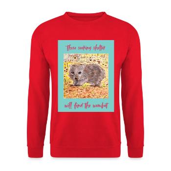 Wombat Refuge in the Forest - Unisex Sweatshirt - red - Front - Alina (178cm) & Michal (187cm)