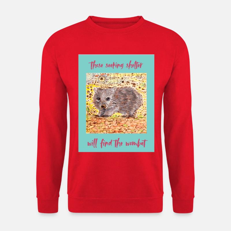 Wombat Zuflucht im Wald - Unisex Pullover - Rot