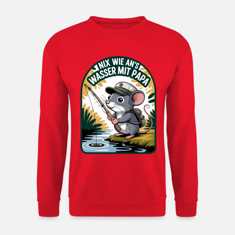Maus am Wasser mit Papa - Unisex Pullover - Rot