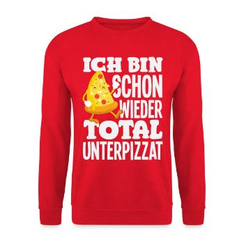 Ich Bin Total Unterpizzat Lustiger Spruch - Unisex Pullover - Rot - Vorne - Alina (178cm) & Michal (187cm)