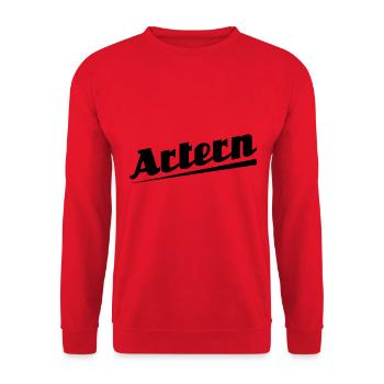 Artern - Textdesign mit Stadtnamen - Unisex Pullover - Rot - Vorne - Alina (178cm) & Michal (187cm)