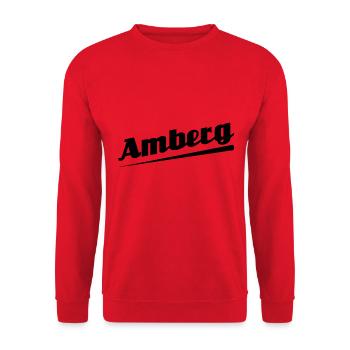 Amberg - Textdesign mit Stadtnamen - Unisex Pullover - Rot - Vorne - Alina (178cm) & Michal (187cm)