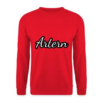 Artern - Textdesign mit Stadtnamen - Unisex Pullover - Rot - Vorne - Alina (178cm) & Michal (187cm)