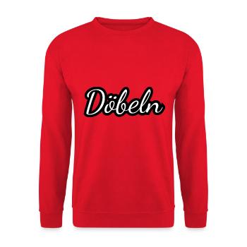 Döbeln - Textdesign mit Stadtnamen - Unisex Pullover - Rot - Vorne - Alina (178cm) & Michal (187cm)