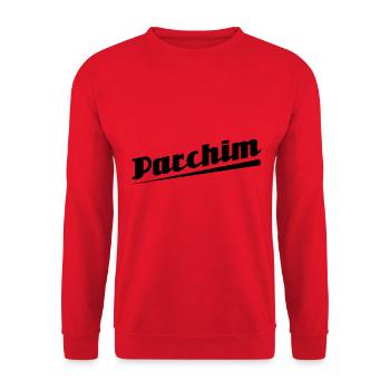 Parchim - Textdesign mit Stadtnamen - Unisex Pullover - Rot - Vorne - Alina (178cm) & Michal (187cm)