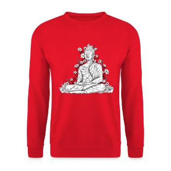 Buddha - Unisex Pullover - Rot - Vorne - Alina (178cm) & Michal (187cm)