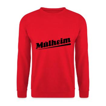 Mülheim - Textdesign mit Stadtnamen - Unisex Pullover - Rot - Vorne - Alina (178cm) & Michal (187cm)