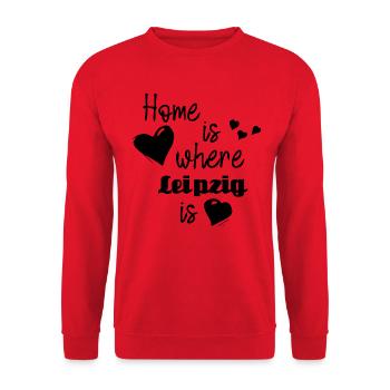 Zuhause in Leipzig - Home is where Leipzig is - Unisex Pullover - Rot - Vorne - Alina (178cm) & Michal (187cm)