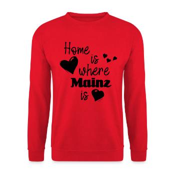 Zuhause in Mainz - Home is where Mainz is - Unisex Pullover - Rot - Vorne - Alina (178cm) & Michal (187cm)