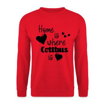 Zuhause in Cottbus - Home is where Cottbus is - Unisex Pullover - Rot - Vorne - Alina (178cm) & Michal (187cm)